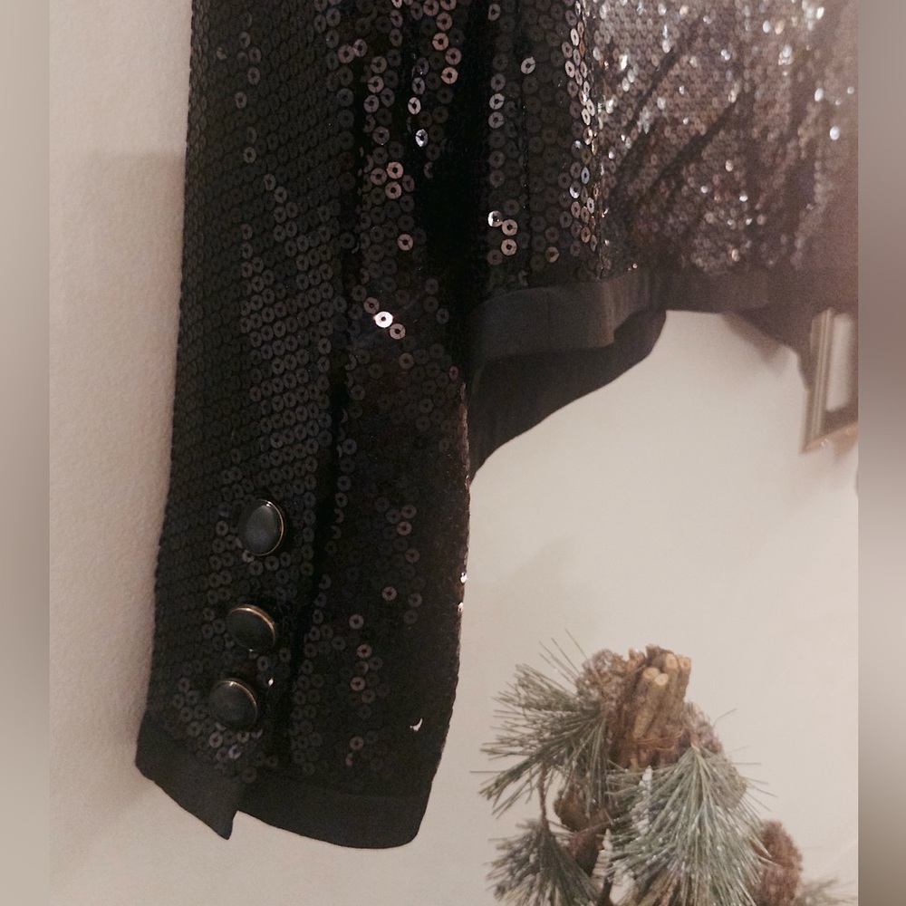 Bcbgeneration Black Sequin Blazer Size Small - image 3
